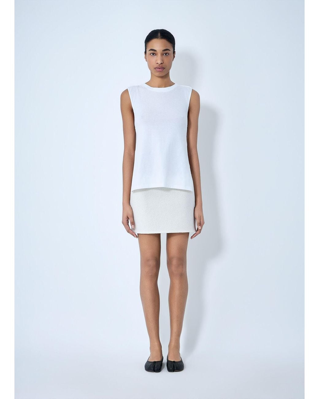 Rier White Wool Blend Mini Skirt