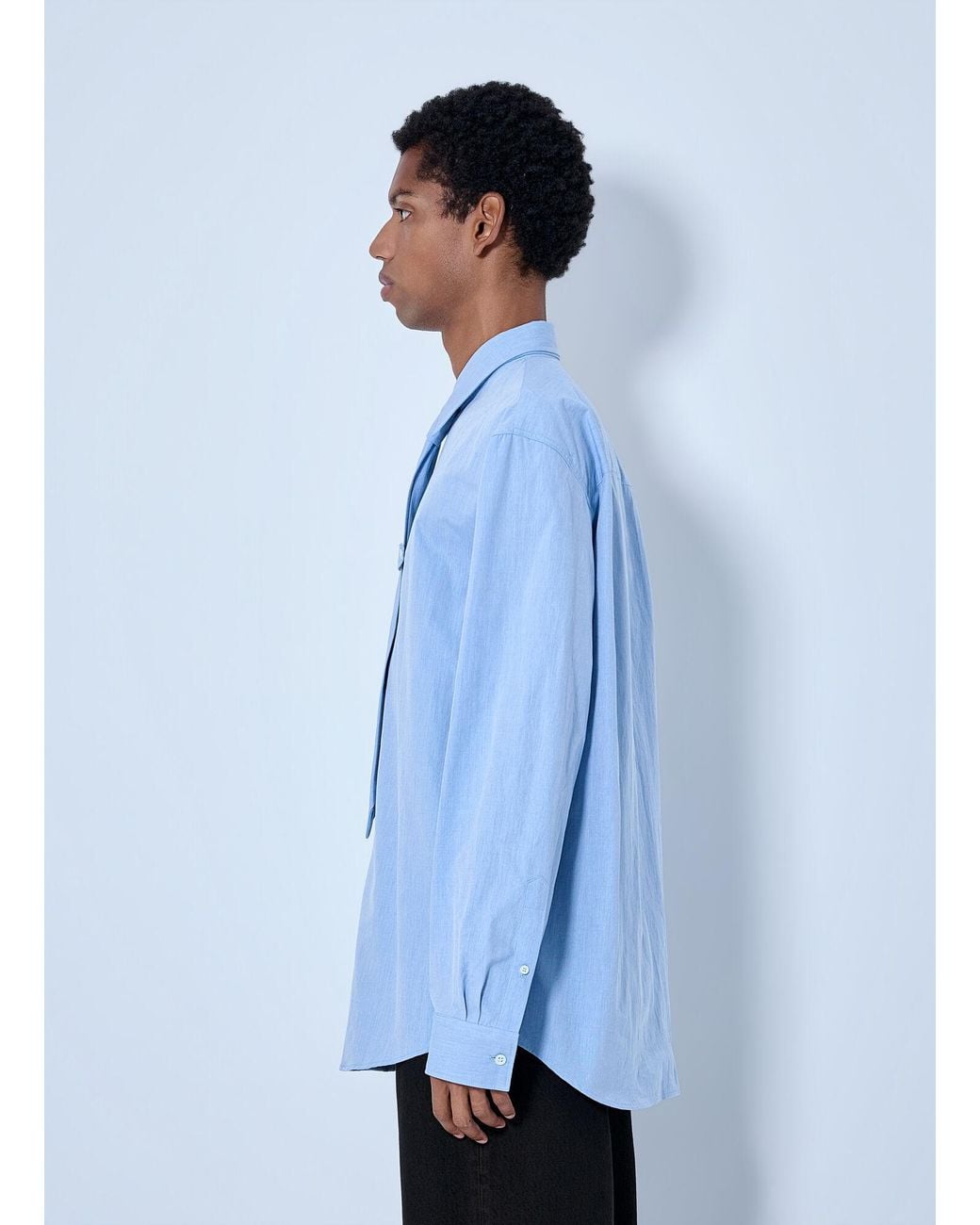 Dries Van Noten Blue Cilian Classic Cotton Shirt With Tie for men