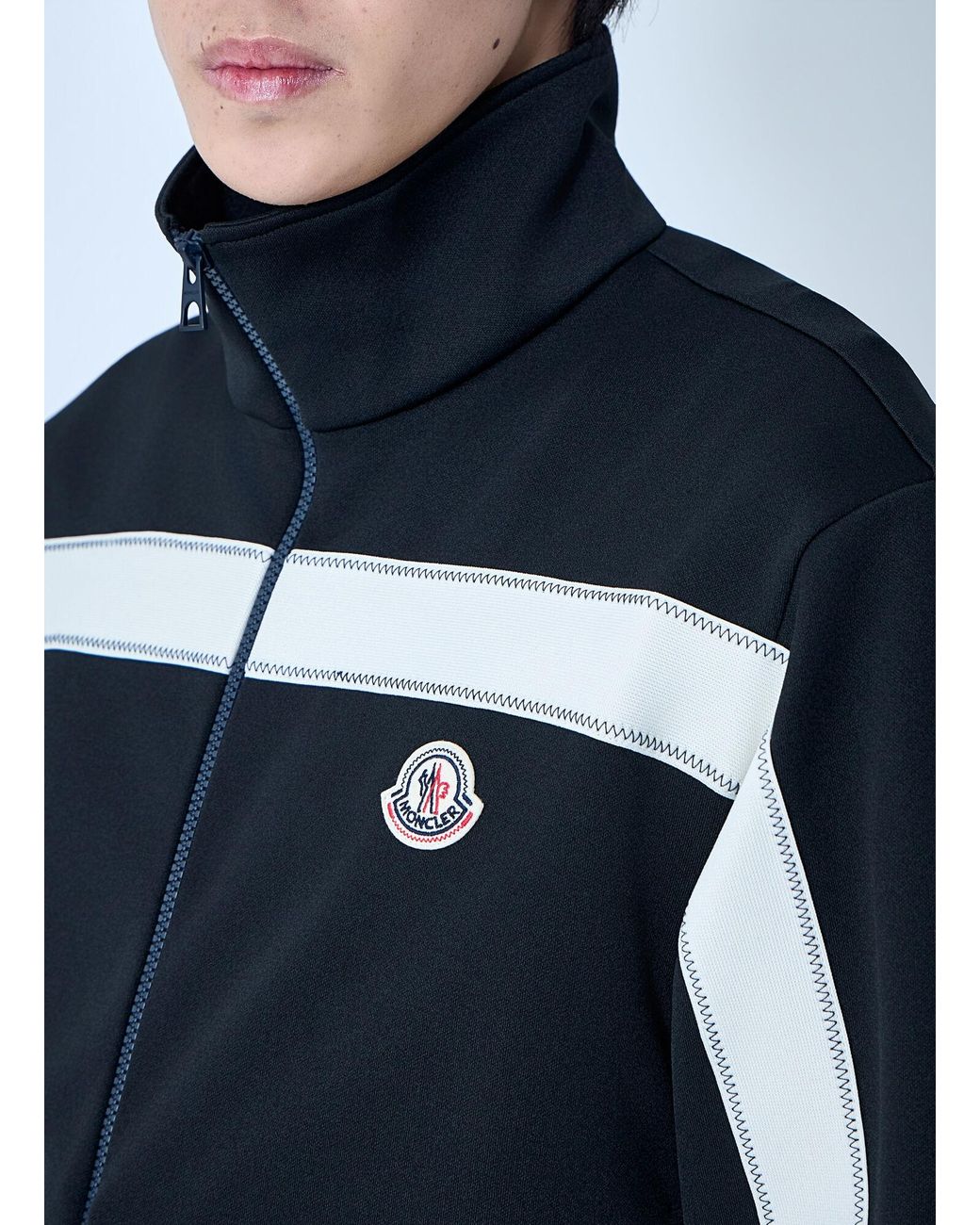 Moncler Blue High-Neck Zip Jacket for men