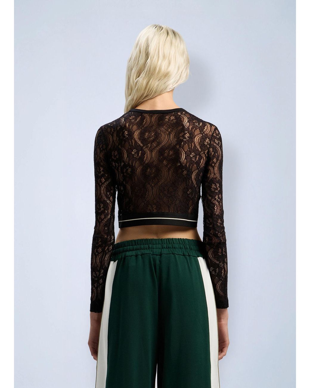 Palm Angels White Classic Logo Lace Top