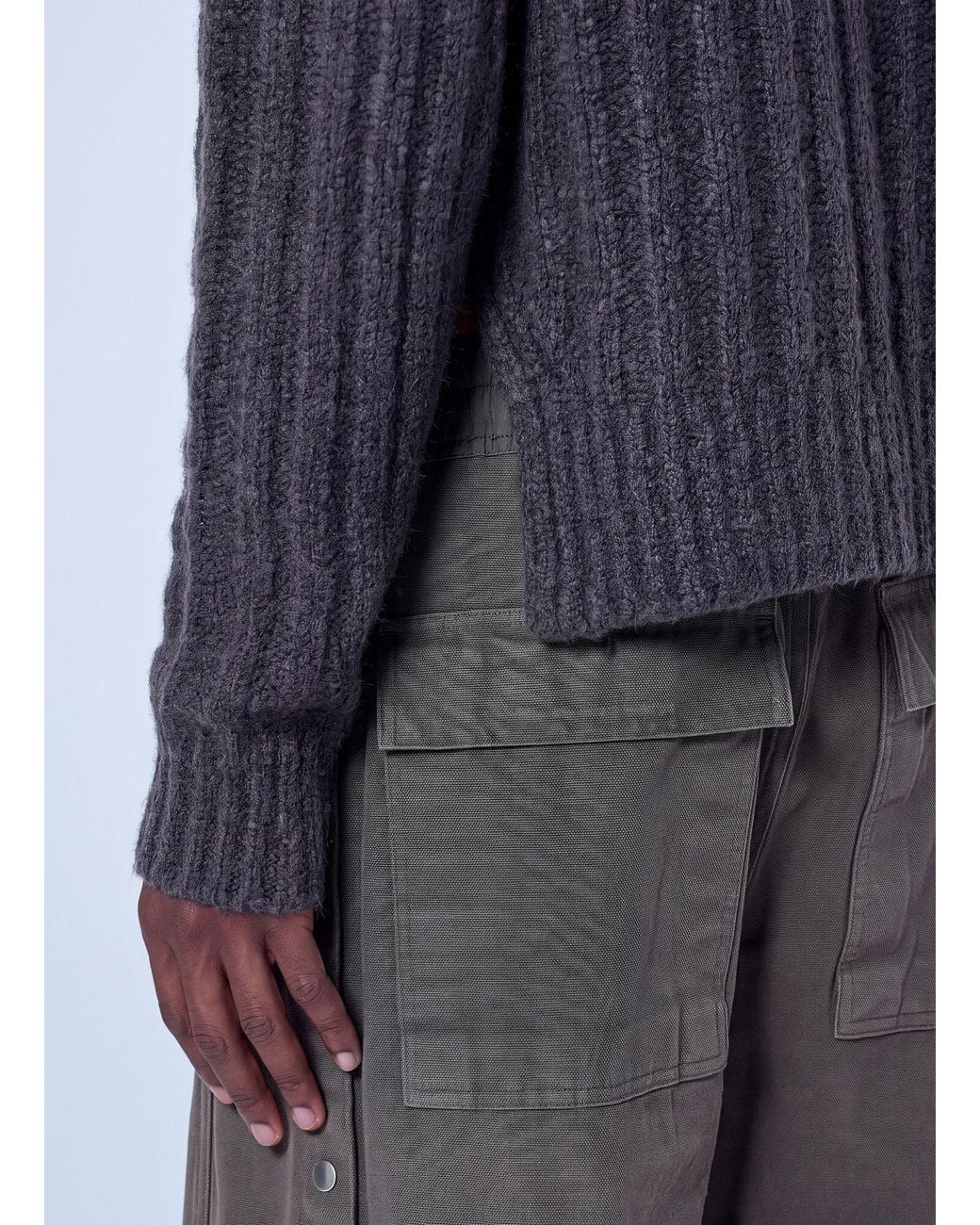 Rick Owens Blue Turtle Neck Knit Jumper for men