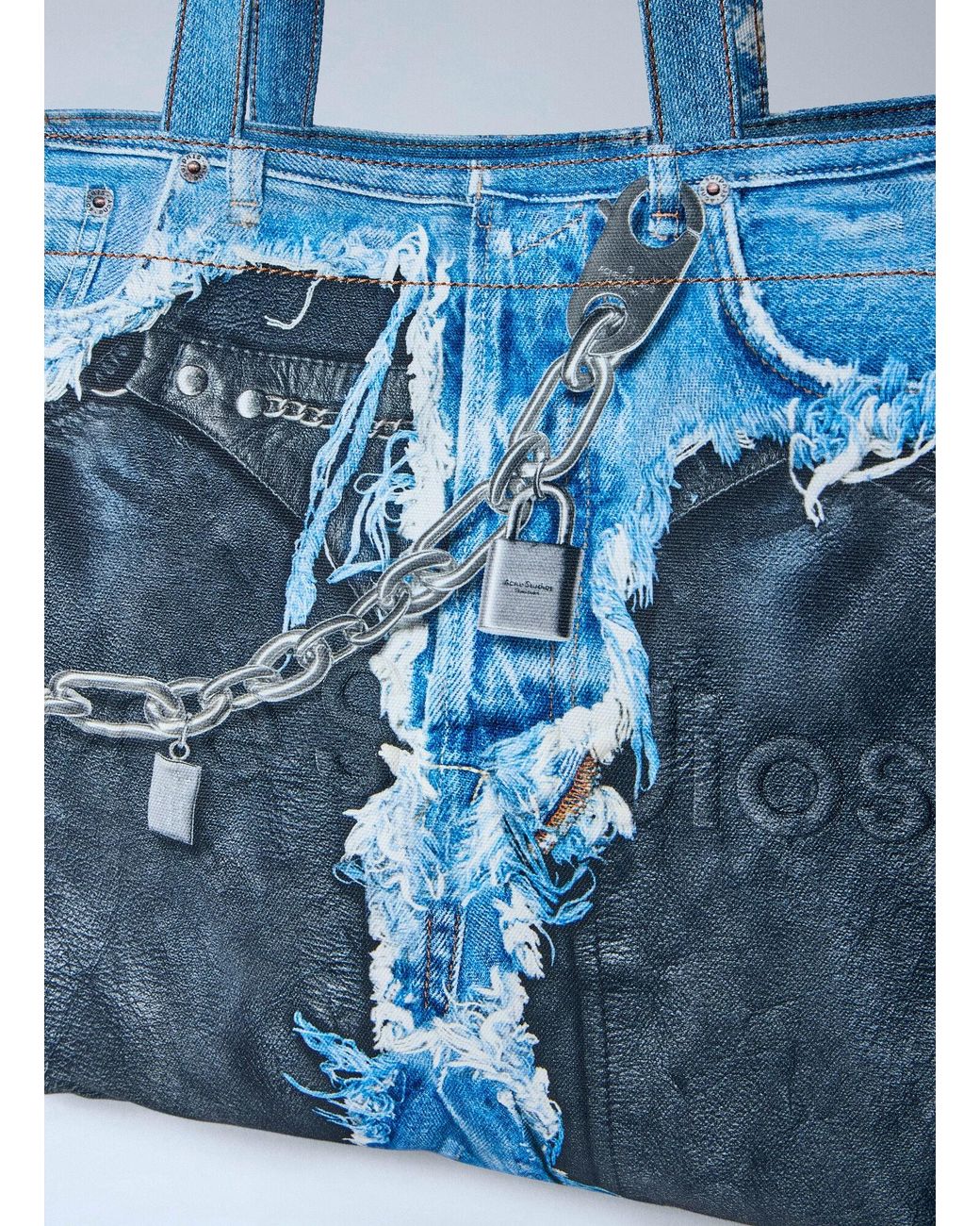 Acne Blue Trompe-L'Oeil Tote Bag