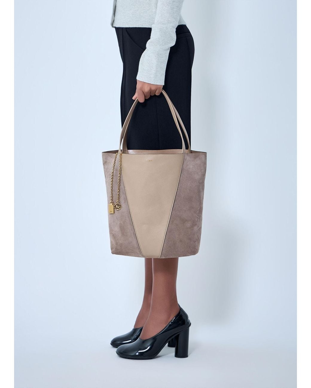 Chloé Blue Chloã Spin Suede Tote Bag