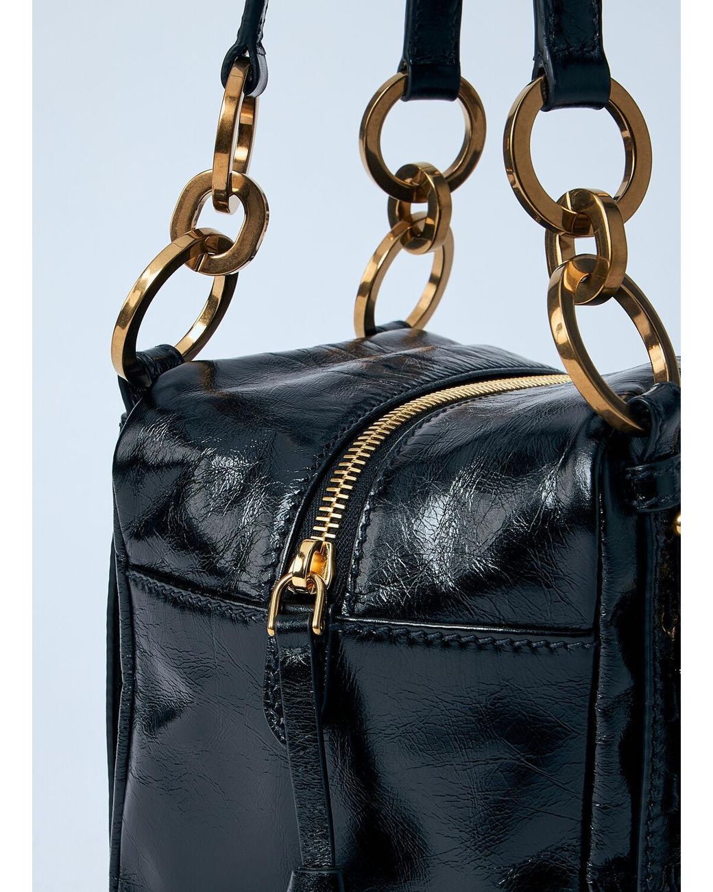 Prada Blue Mini Dangle Leather Handbag