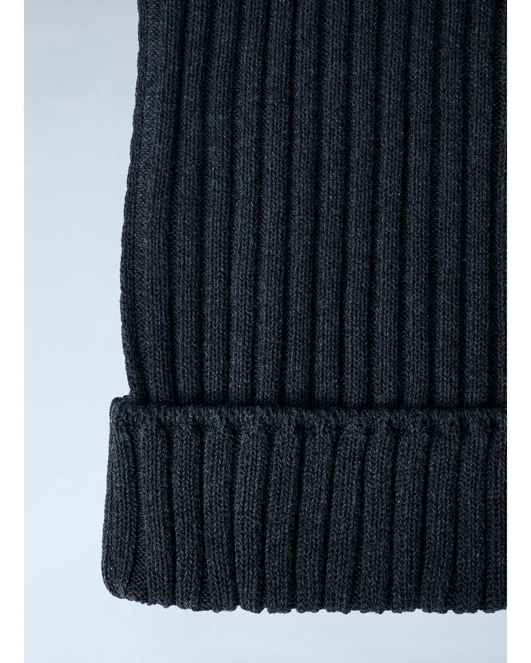 Acne Blue Ribbed Square Beanie Hat for men