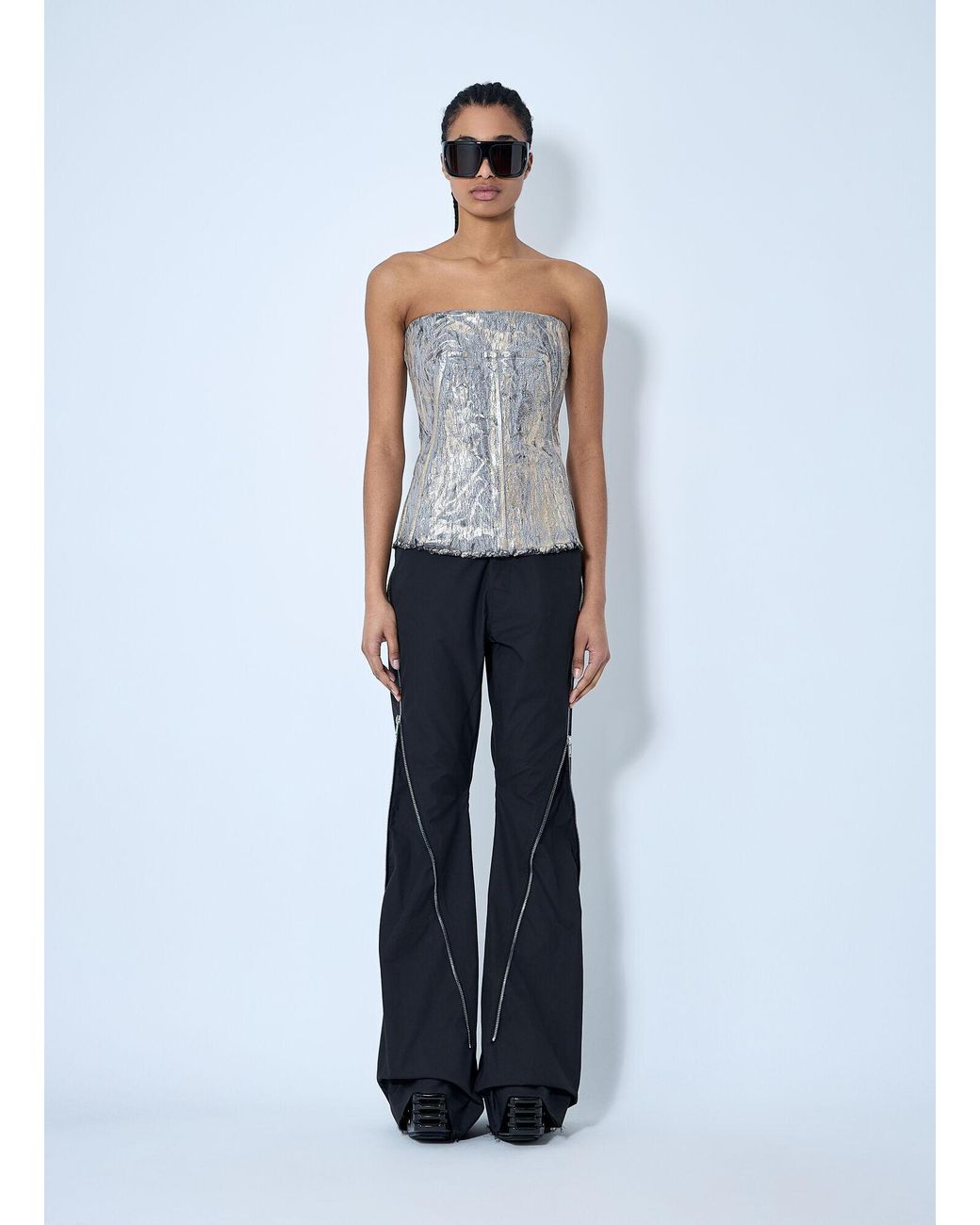 Rick Owens Blue Denim Bustier Top