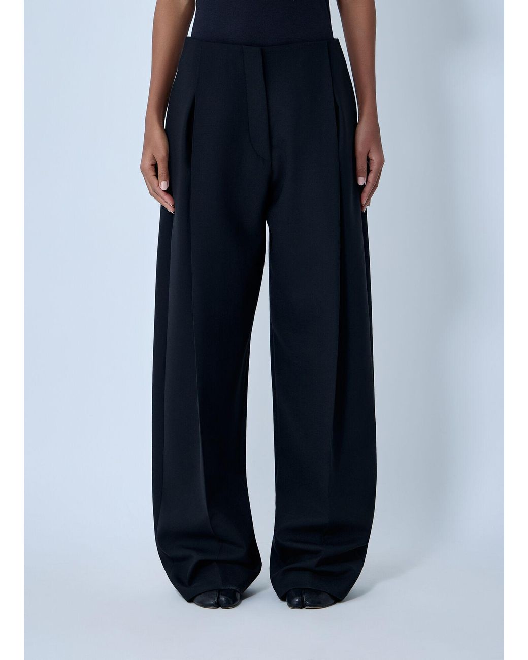 Sportmax Blue Wool-Blend Tailored Pants
