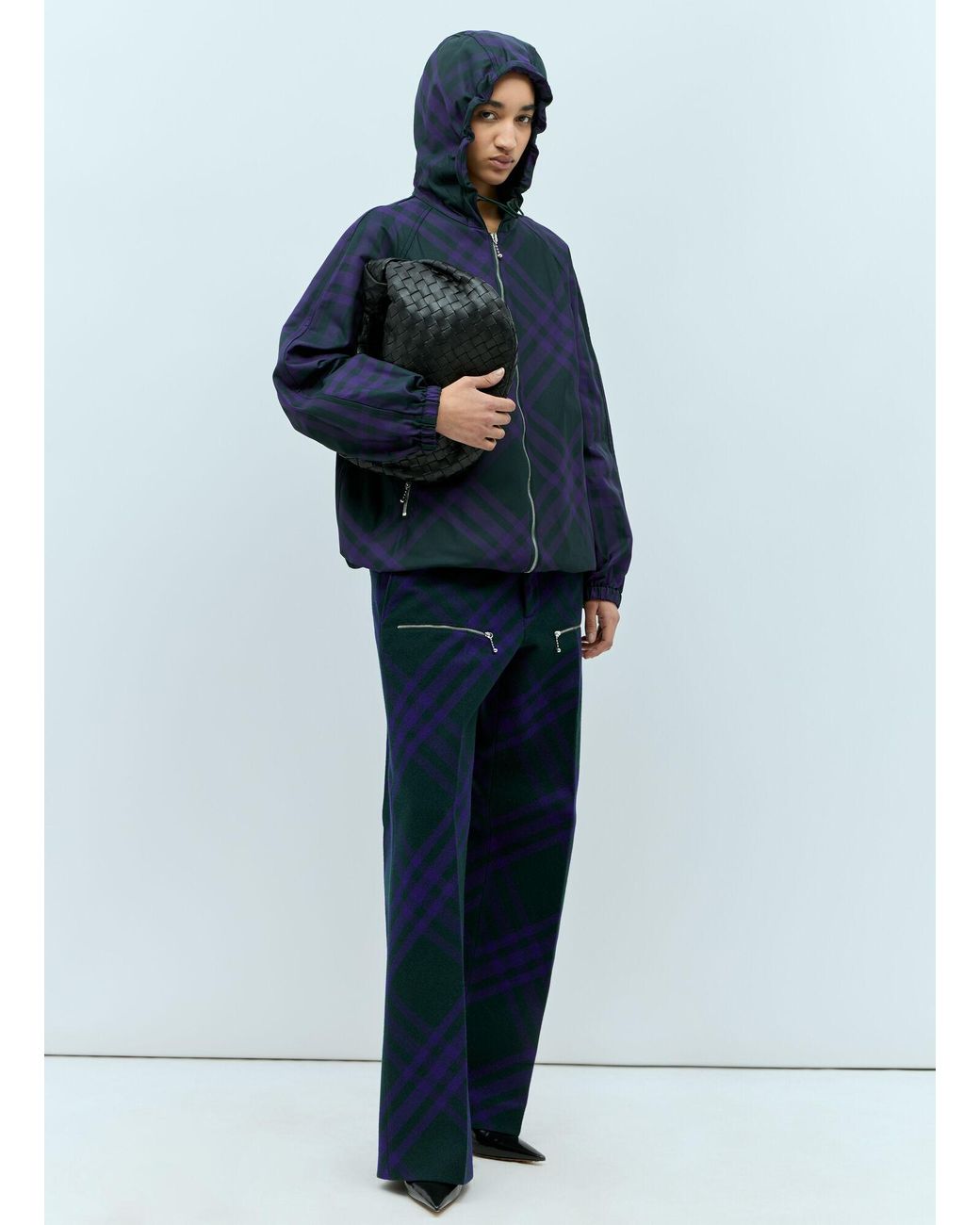 Burberry Blue Check Nylon-Twill Windbreaker Jacket