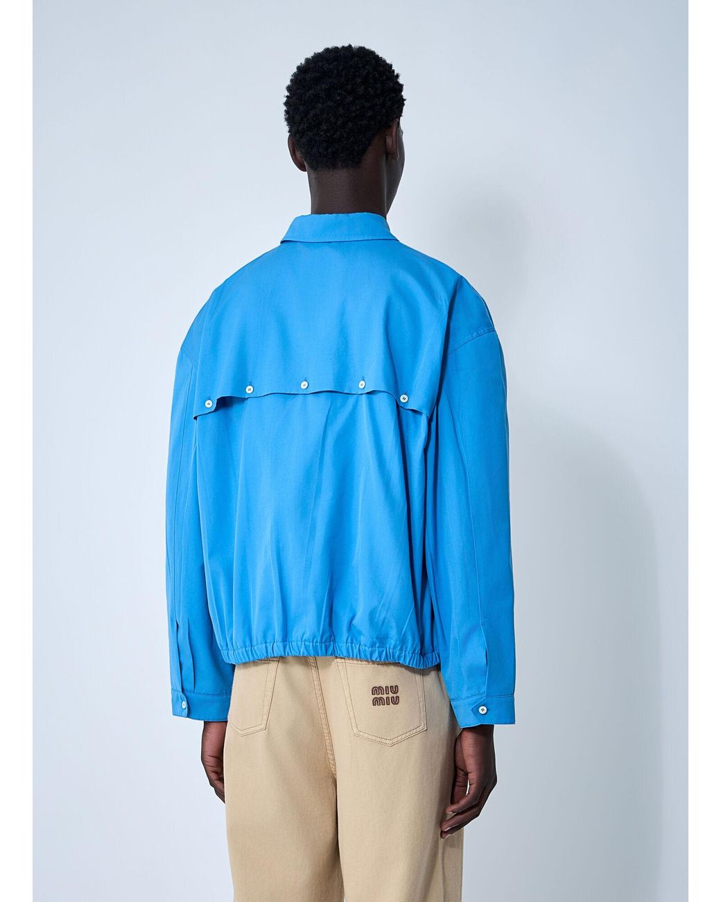 Miu Miu Blue Logo Motif Blouson Jacket