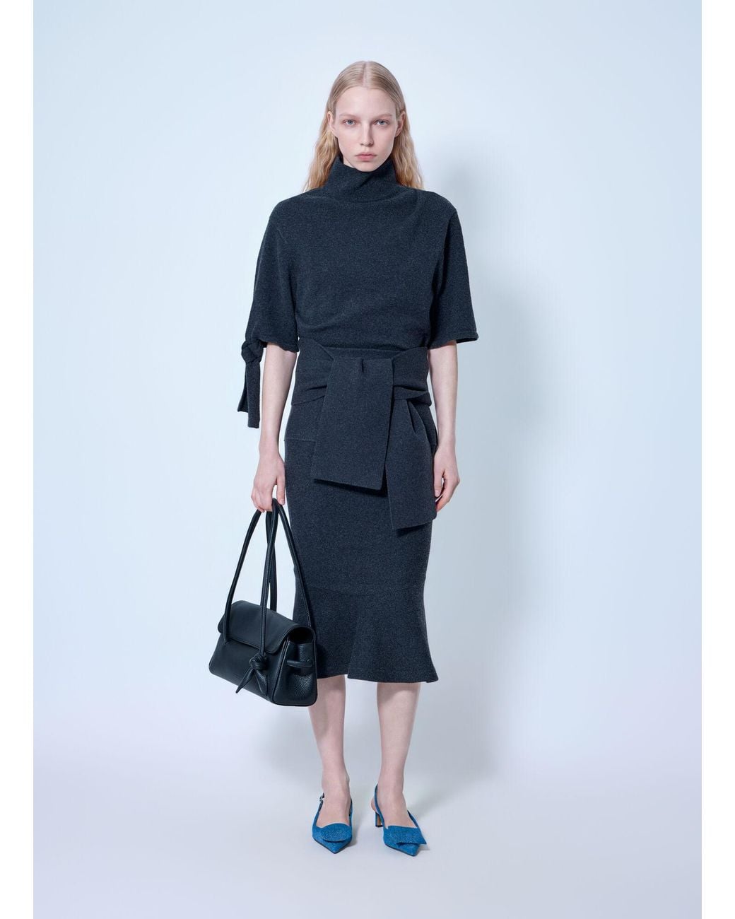 Jacquemus Blue La Jupe Fiocco Knot-Detail Midi Skirt