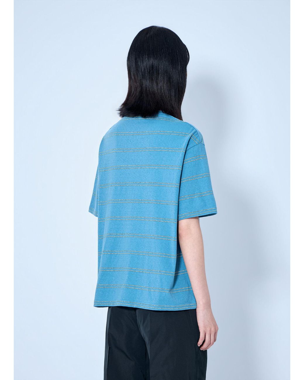 Jil Sander Blue Striped Crewneck T-Shirt