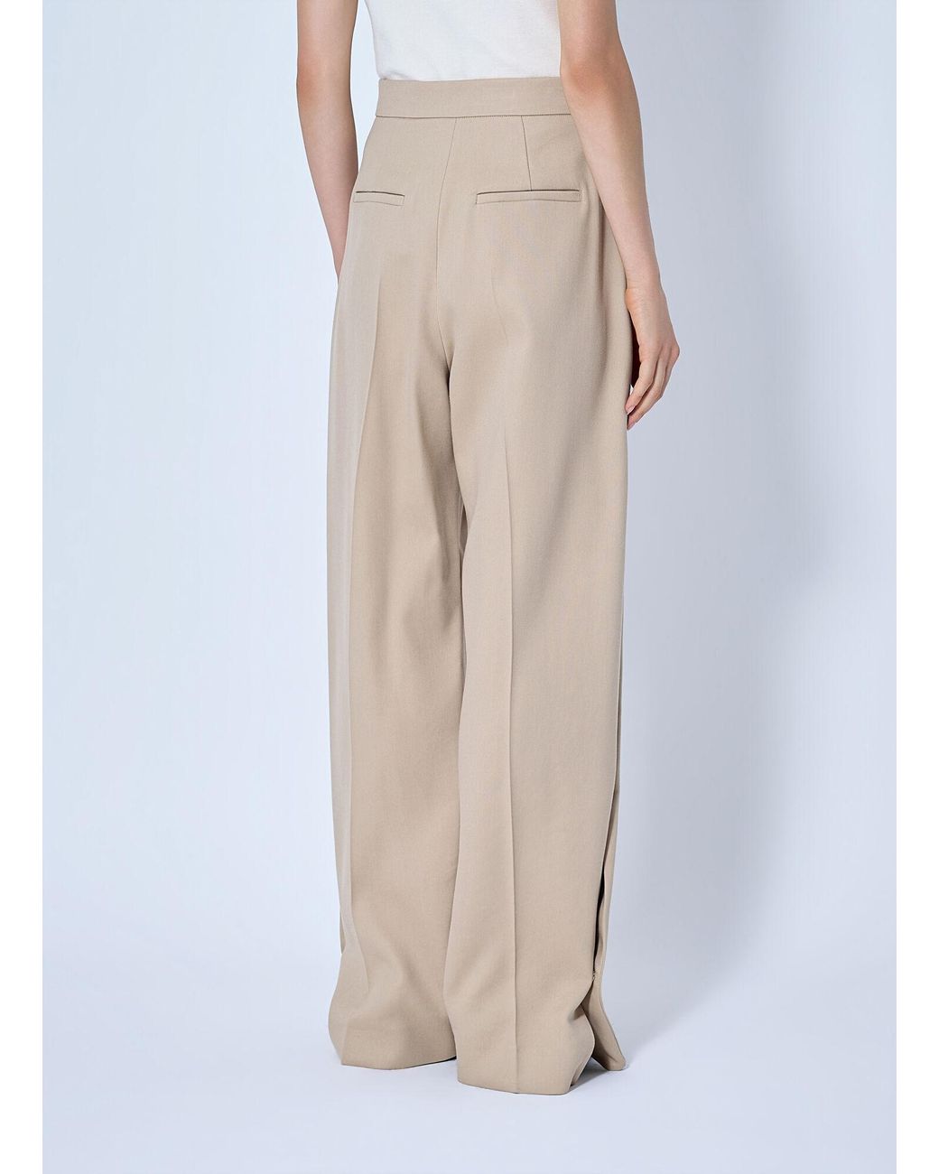 Sportmax Natural Wide-Leg Pleated Trousers