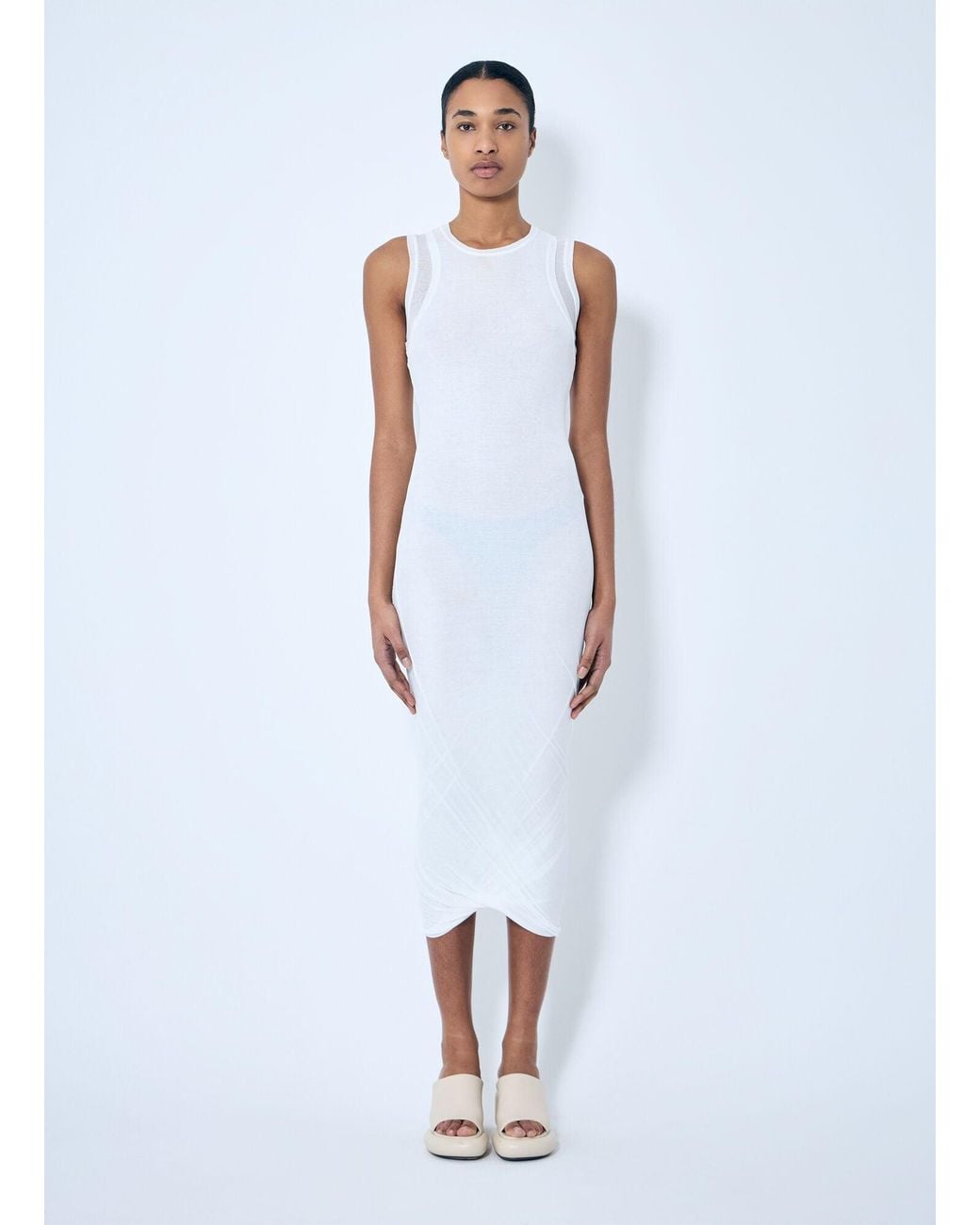 Jil Sander White Layered Midi Dress