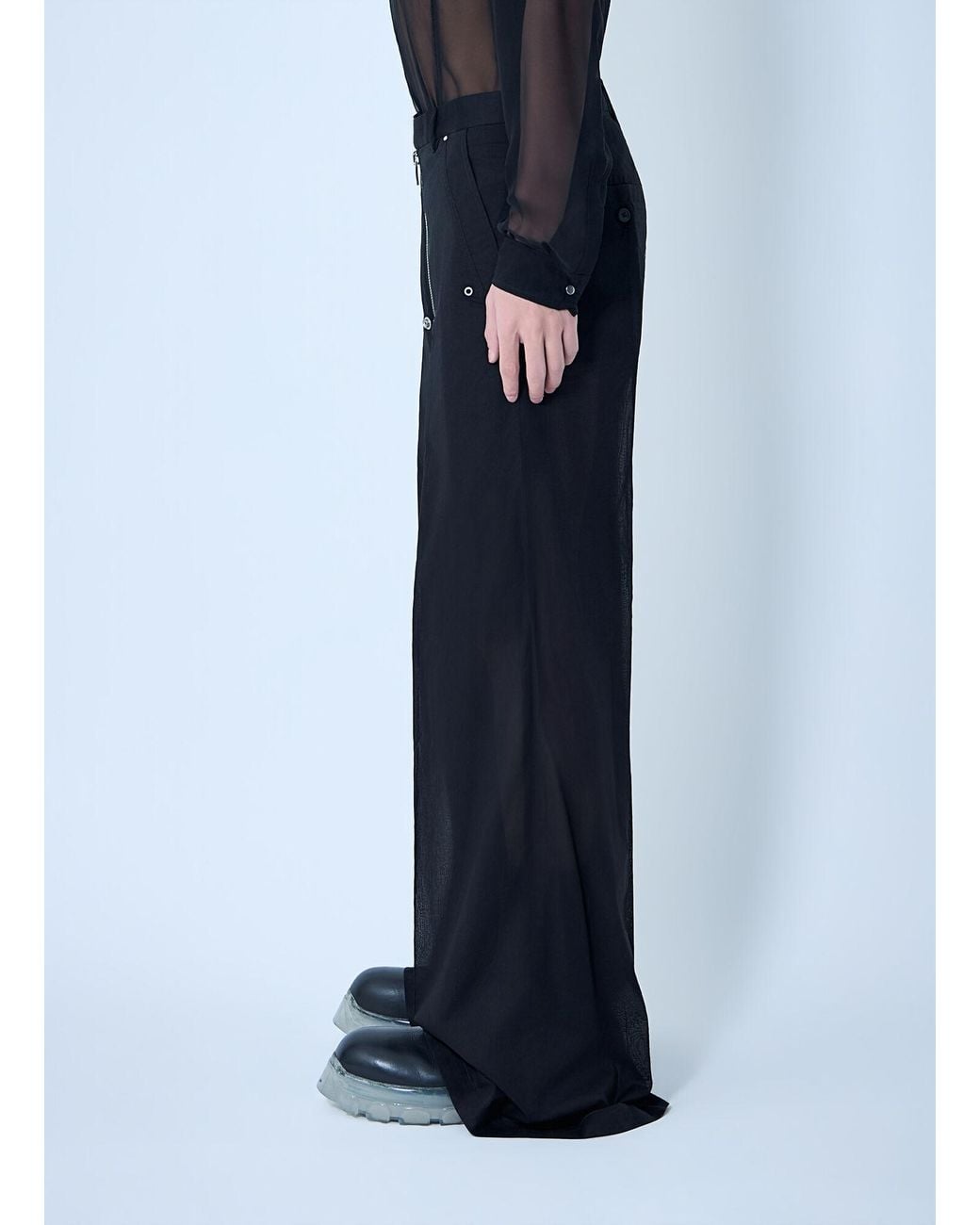 Rick Owens Blue Tailored Wide Belas Pants for men
