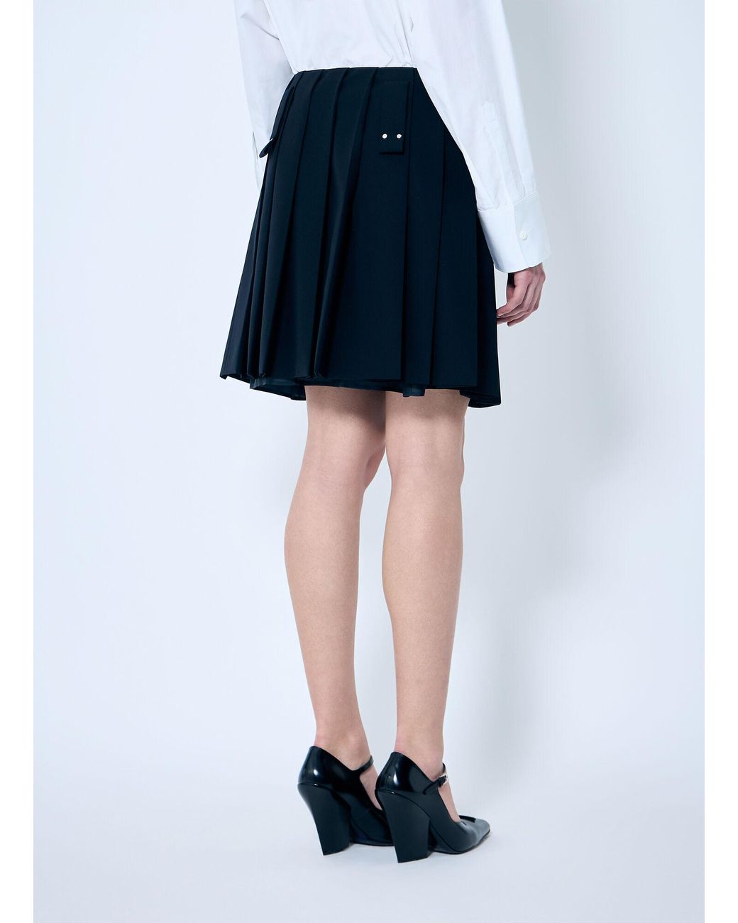 Prada Blue Pleated Wool Skirt