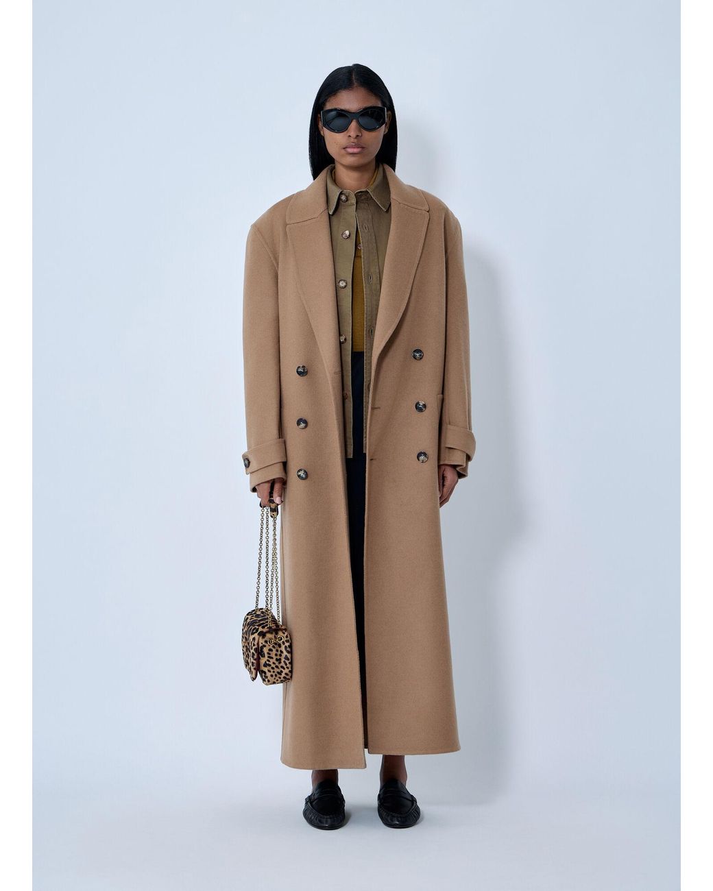 Saint Laurent White Brushed Cashmere-And-Wool-Blend Coat