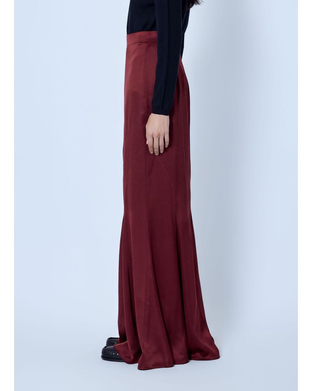Max Mara Red Satin Maxi Skirt
