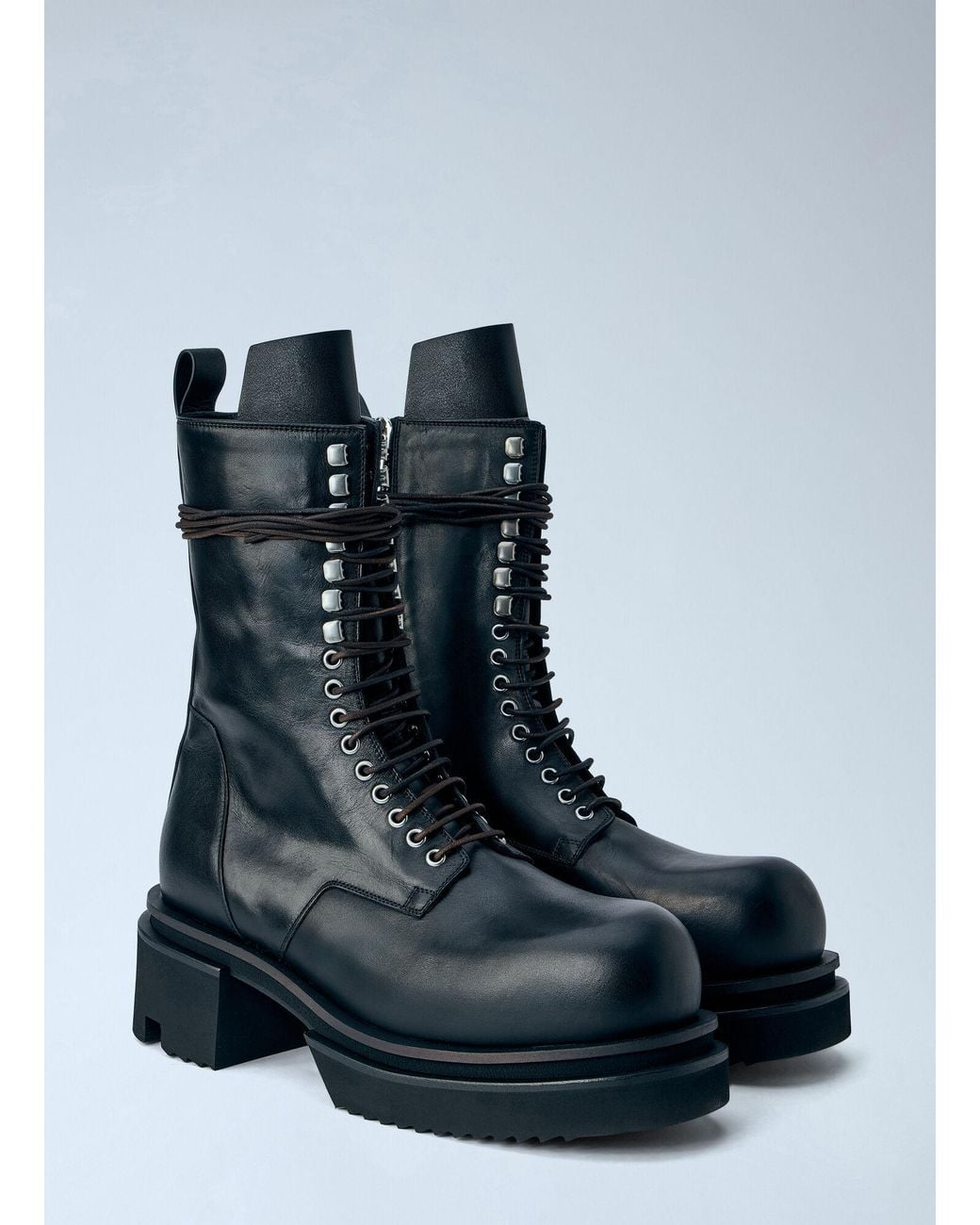 Rick Owens Blue Bogun Lace Up Boots for men
