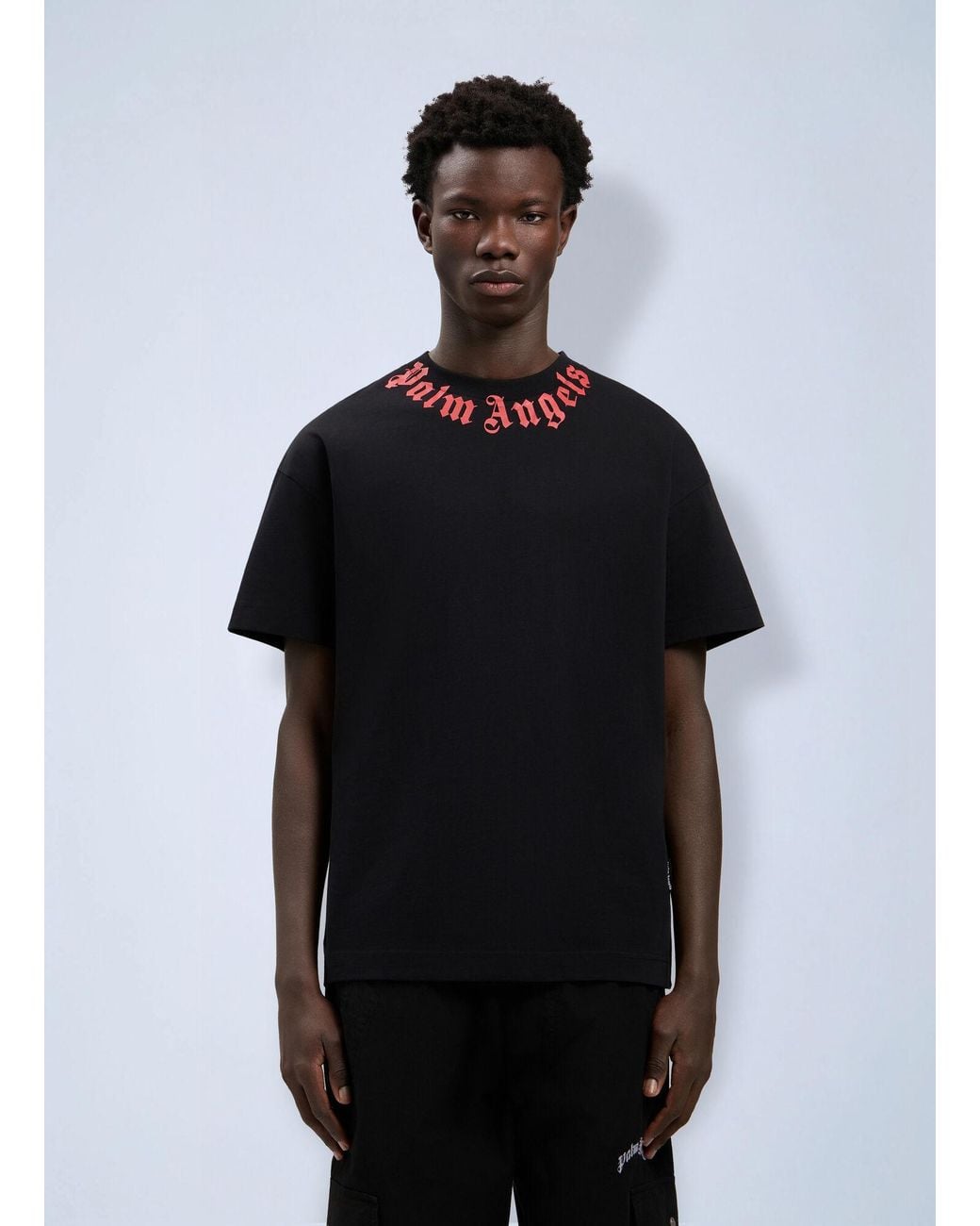 Palm Angels Black Neck Logo T-Shirt for men