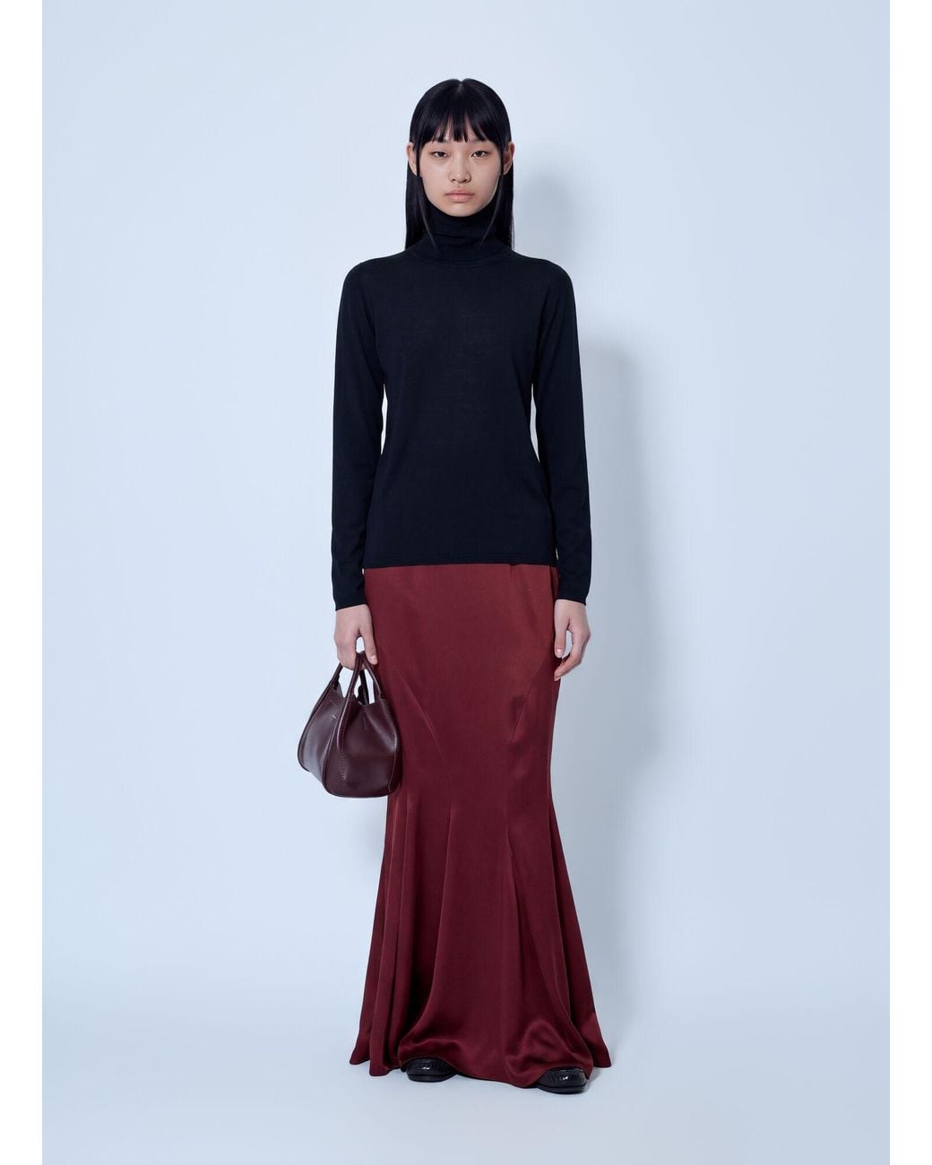 Max Mara Red Satin Maxi Skirt