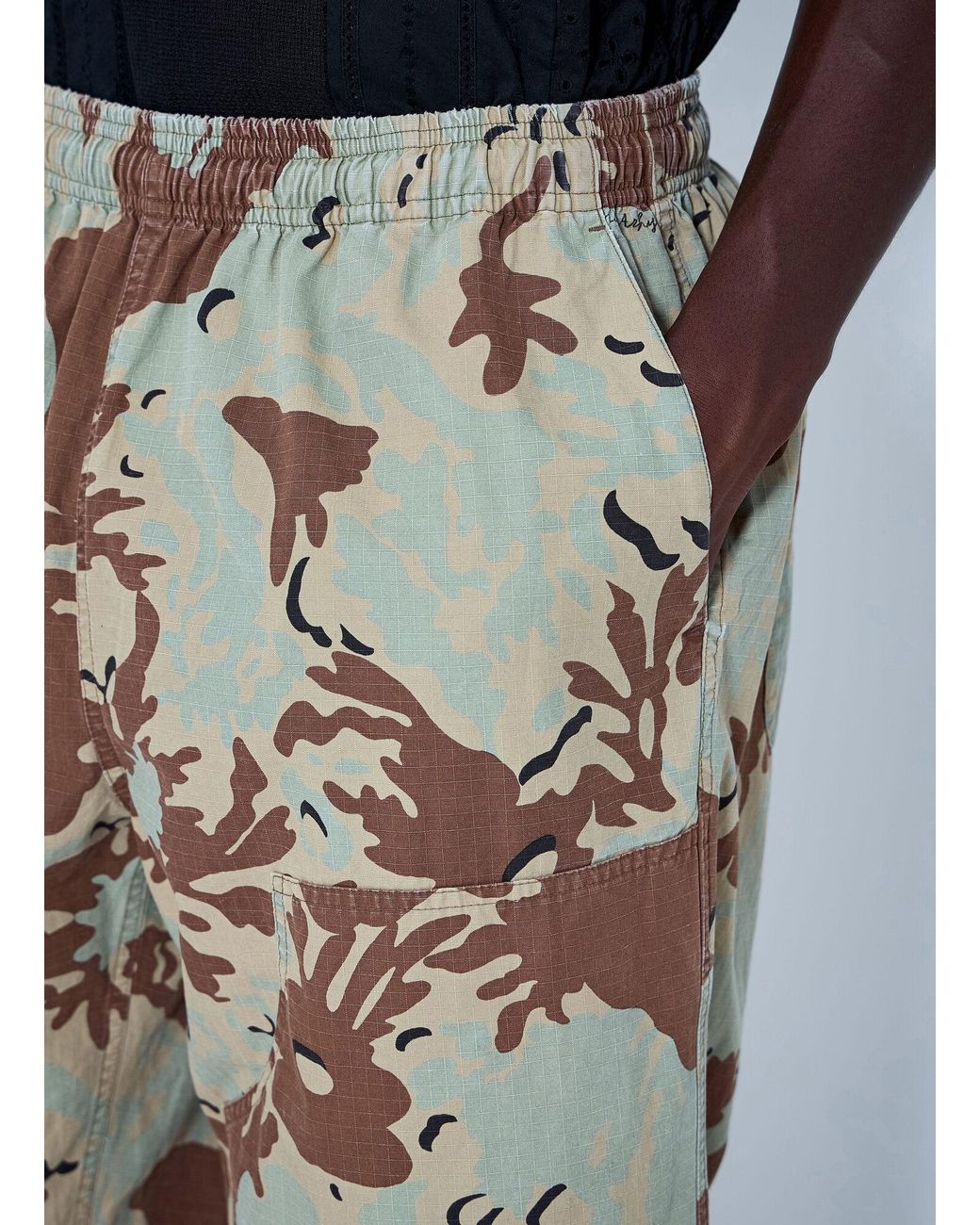 Nomarythm Textile Natural Camo Flower Double Knee Pants for men