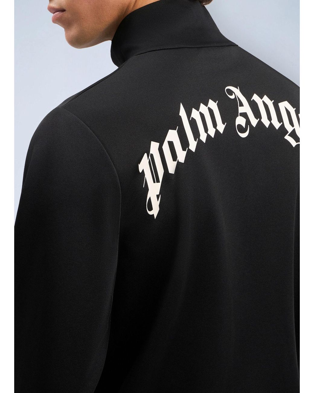 Palm Angels Black Curved Logo Track Jacket for men