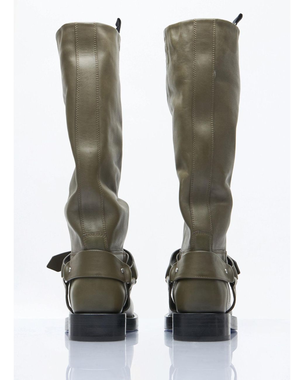 Burberry Green Leather Saddle High Boots