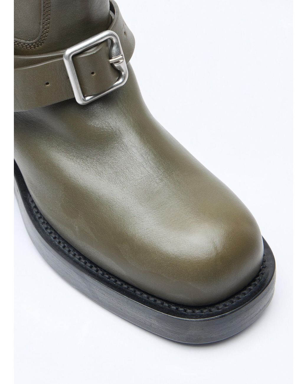 Burberry Green Leather Saddle High Boots