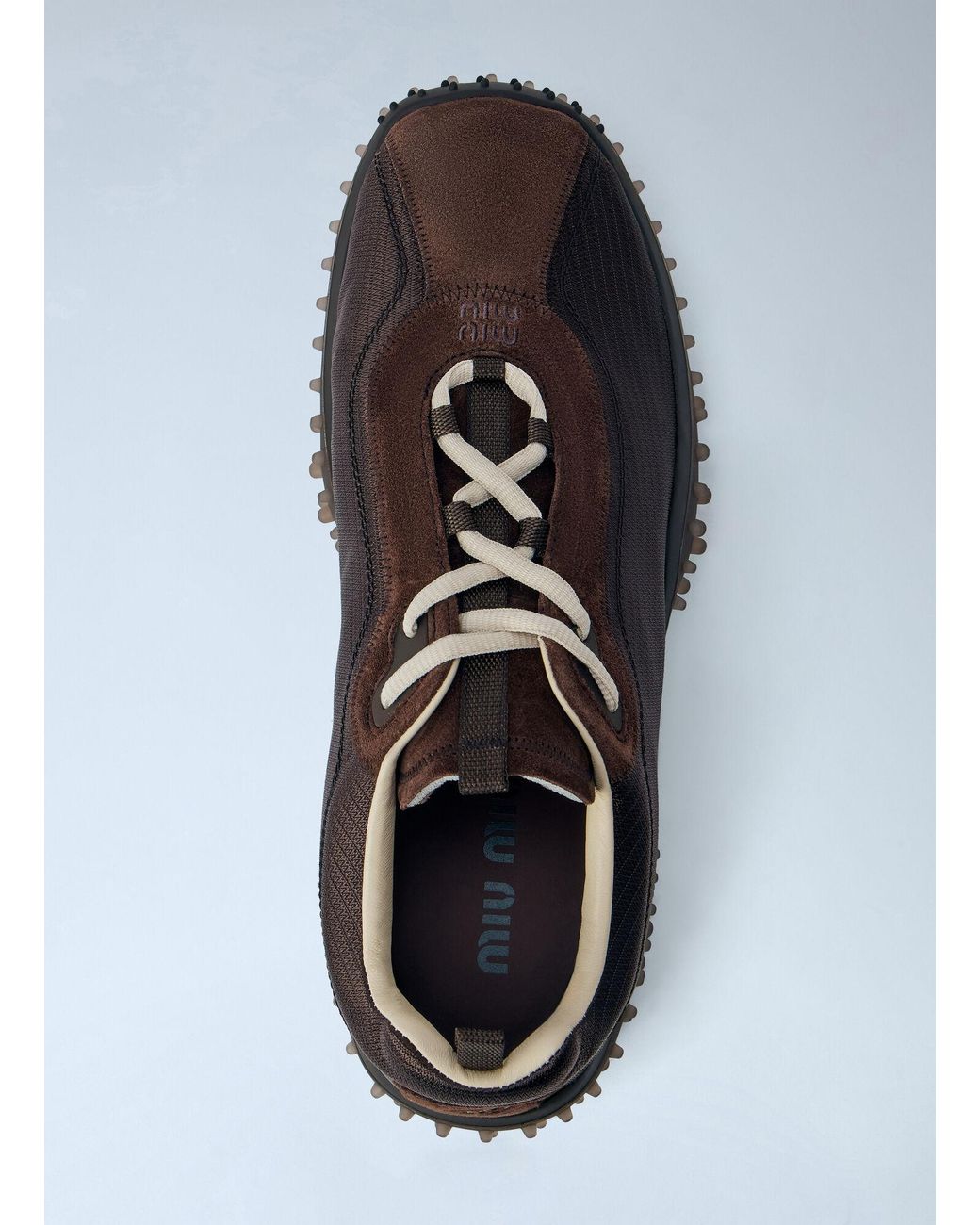 Miu Miu Black Bubble Technical Fabric And Suede Sneakers
