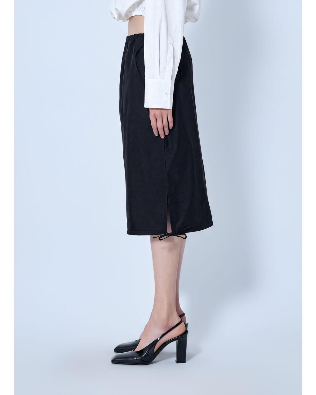 Prada Blue Elastic Waist Re-Nylon Midi Skirt