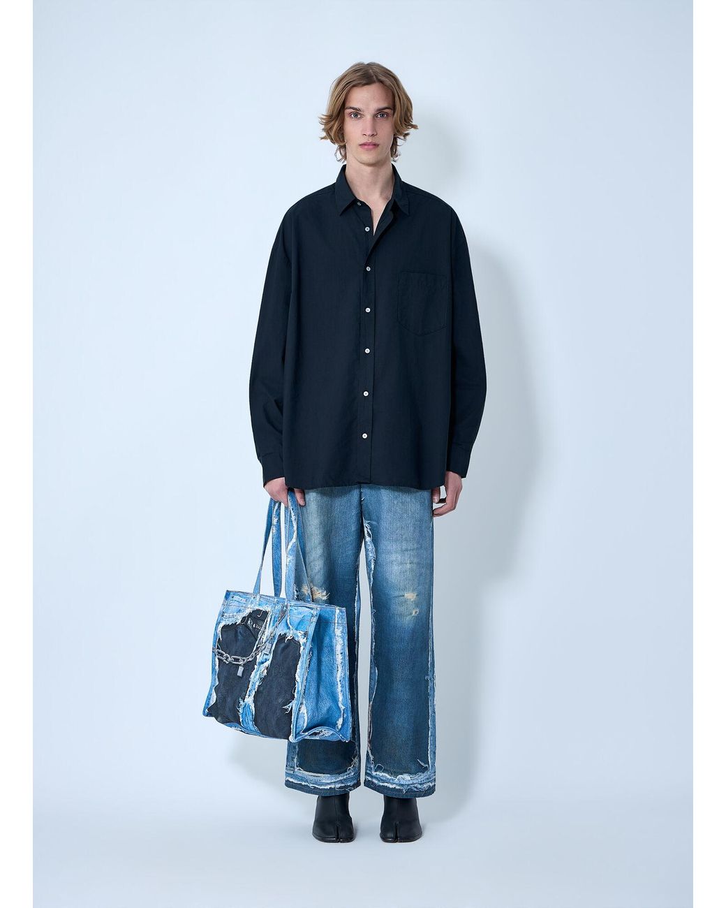 Acne Blue Check Button-Up Shirt for men