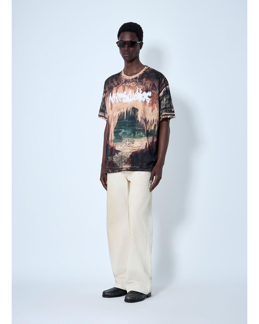 Acne Brown Graphic Print T-Shirt for men