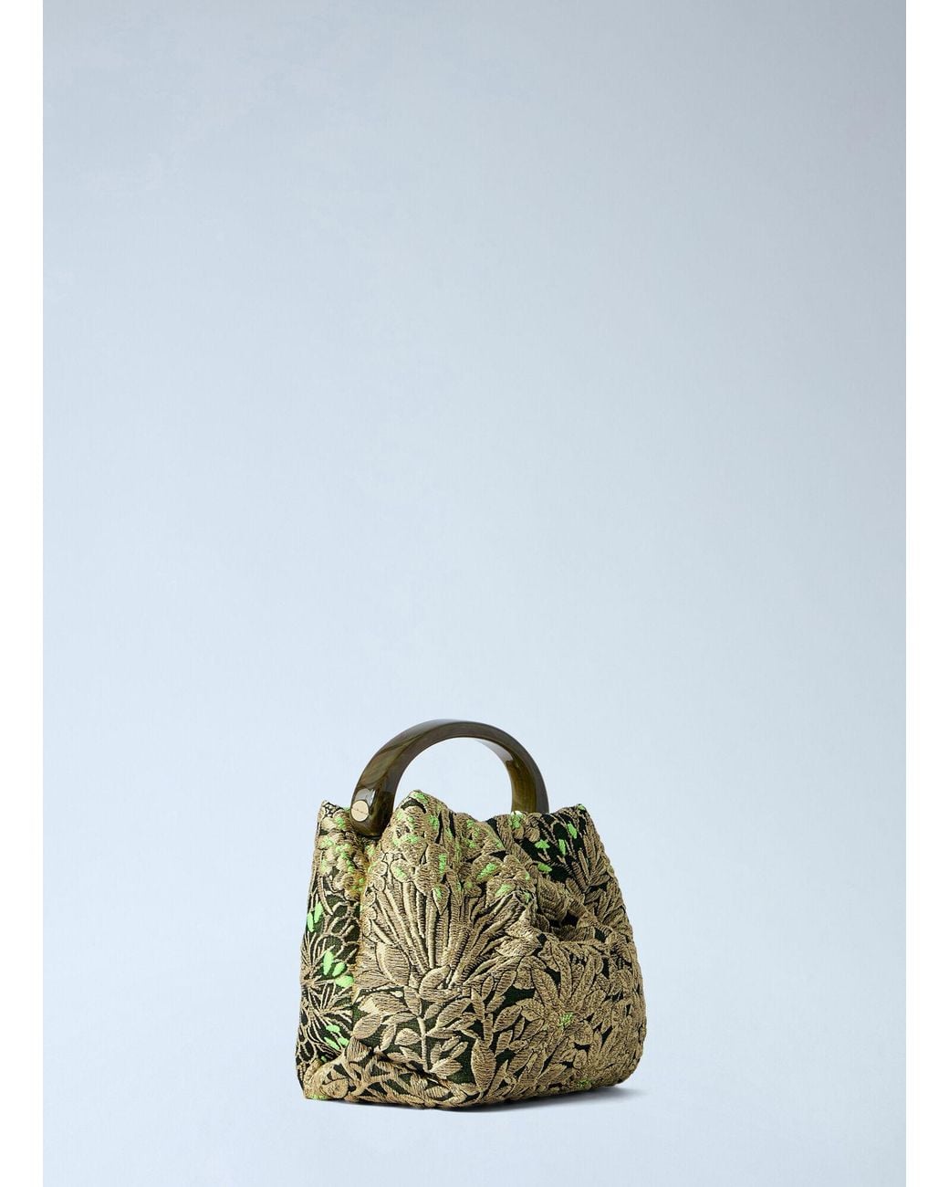 Dries Van Noten Green Small Floral Jacquard Top-Handle Bag