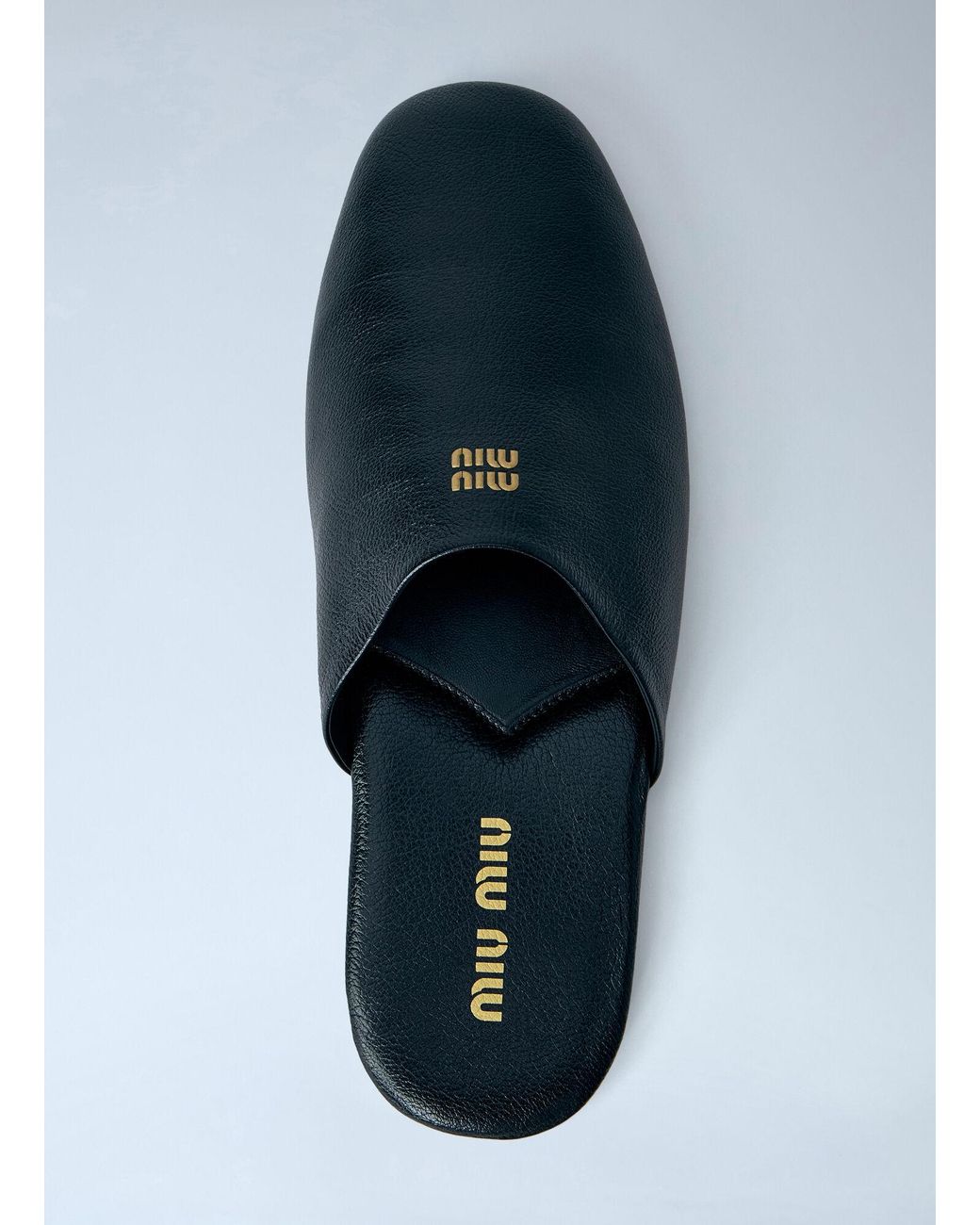 Miu Miu Black Leather Slippers