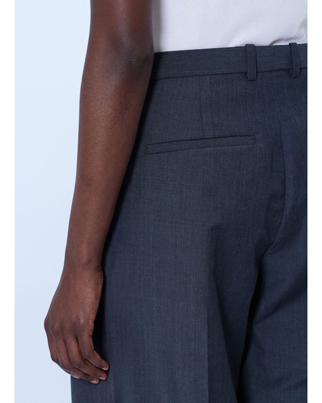 Jil Sander Blue Fil-À-Fil Dressy Wool Pants