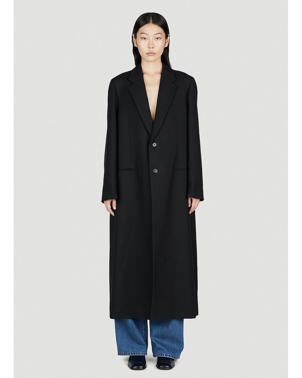 The Row Cheval Oversized Coat in Black | Lyst