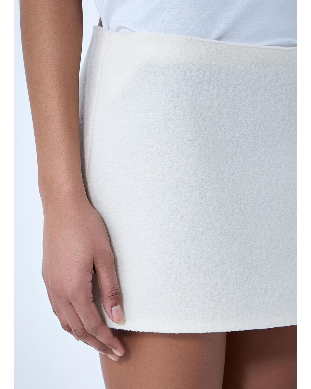 Rier White Wool Blend Mini Skirt