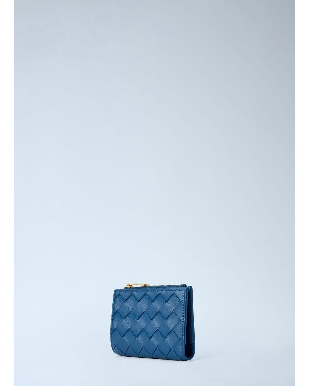 Bottega Veneta Blue Intrecciato Small Bi-Fold Wallet