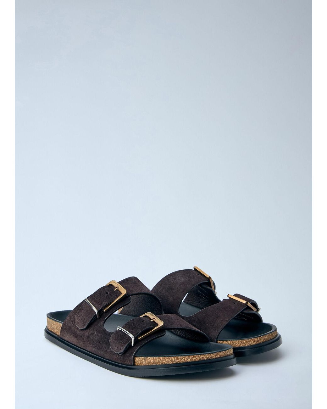 The Row Black Buckle Slides