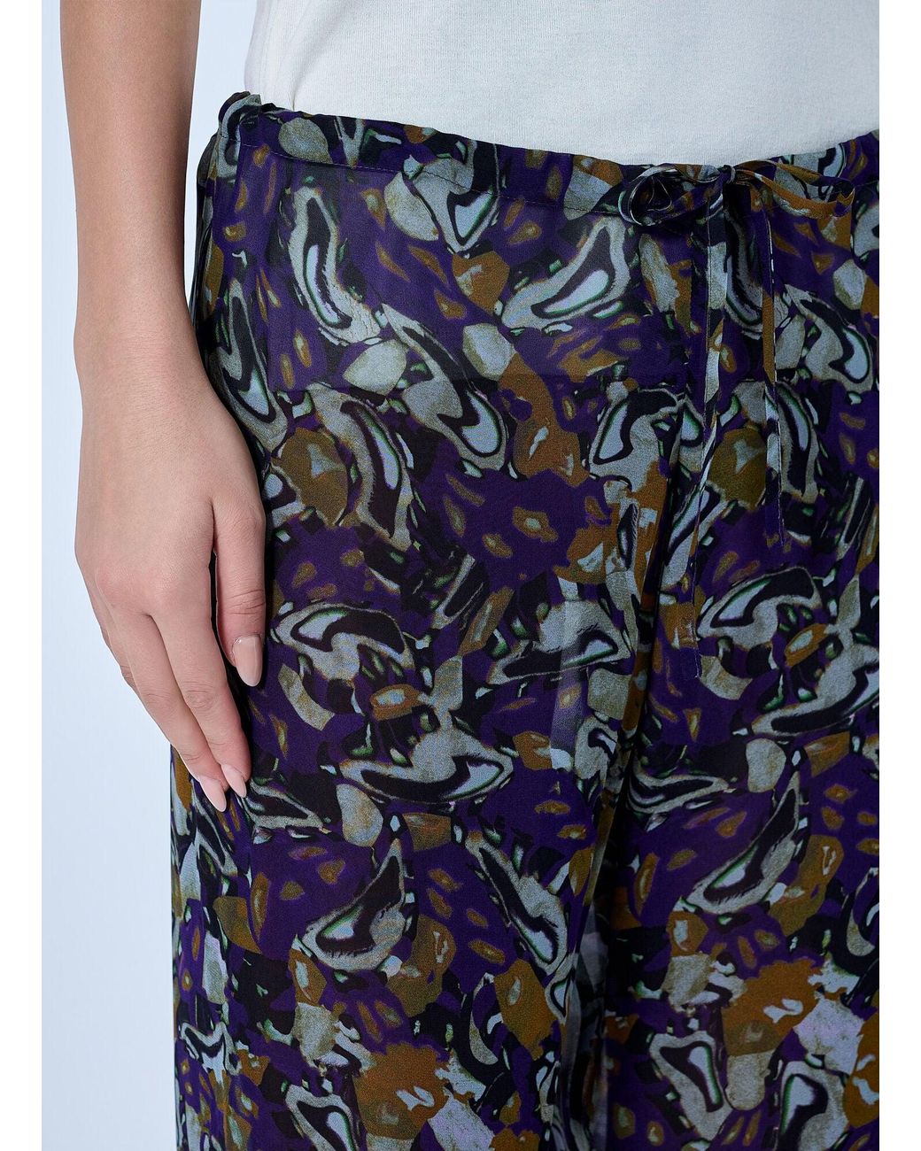 Dries Van Noten Blue Pachas Printed Silk Straight Pants