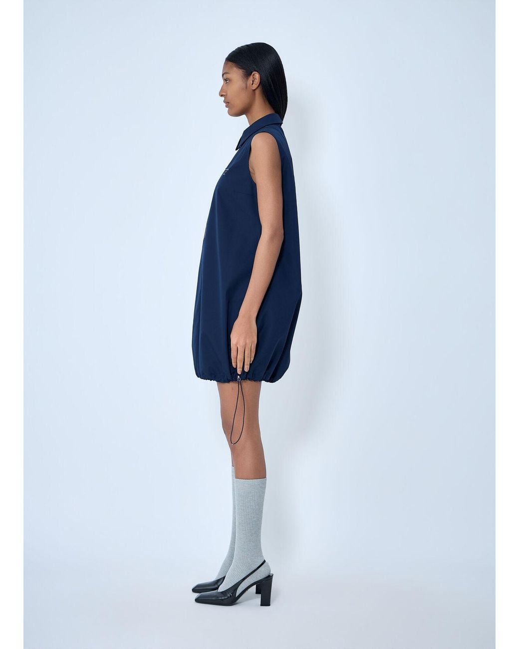 Prada Blue Logo Motif Cargo Dress