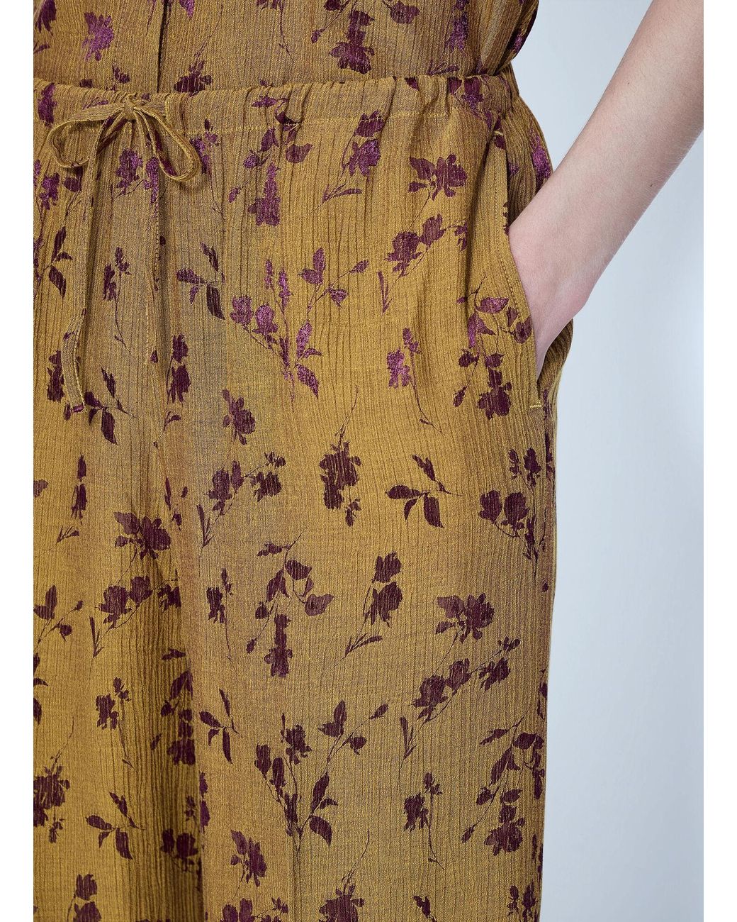 Dries Van Noten Yellow Floral Wide-leg Trousers