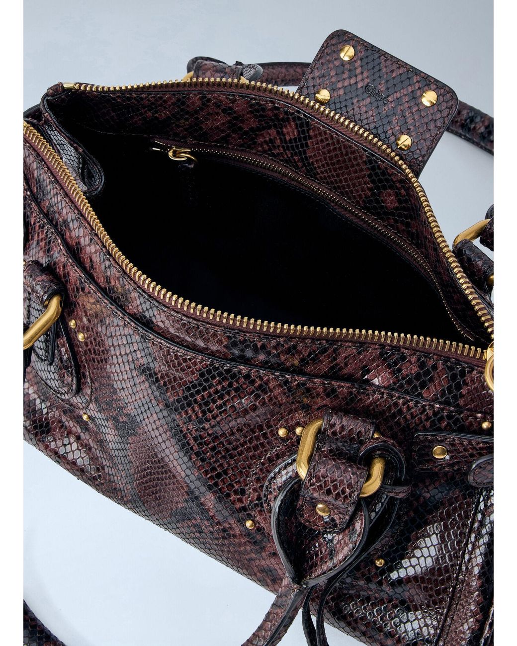 Chloé Multicolor Chloé Paddington Embossed Python Effect Shoulder Bag