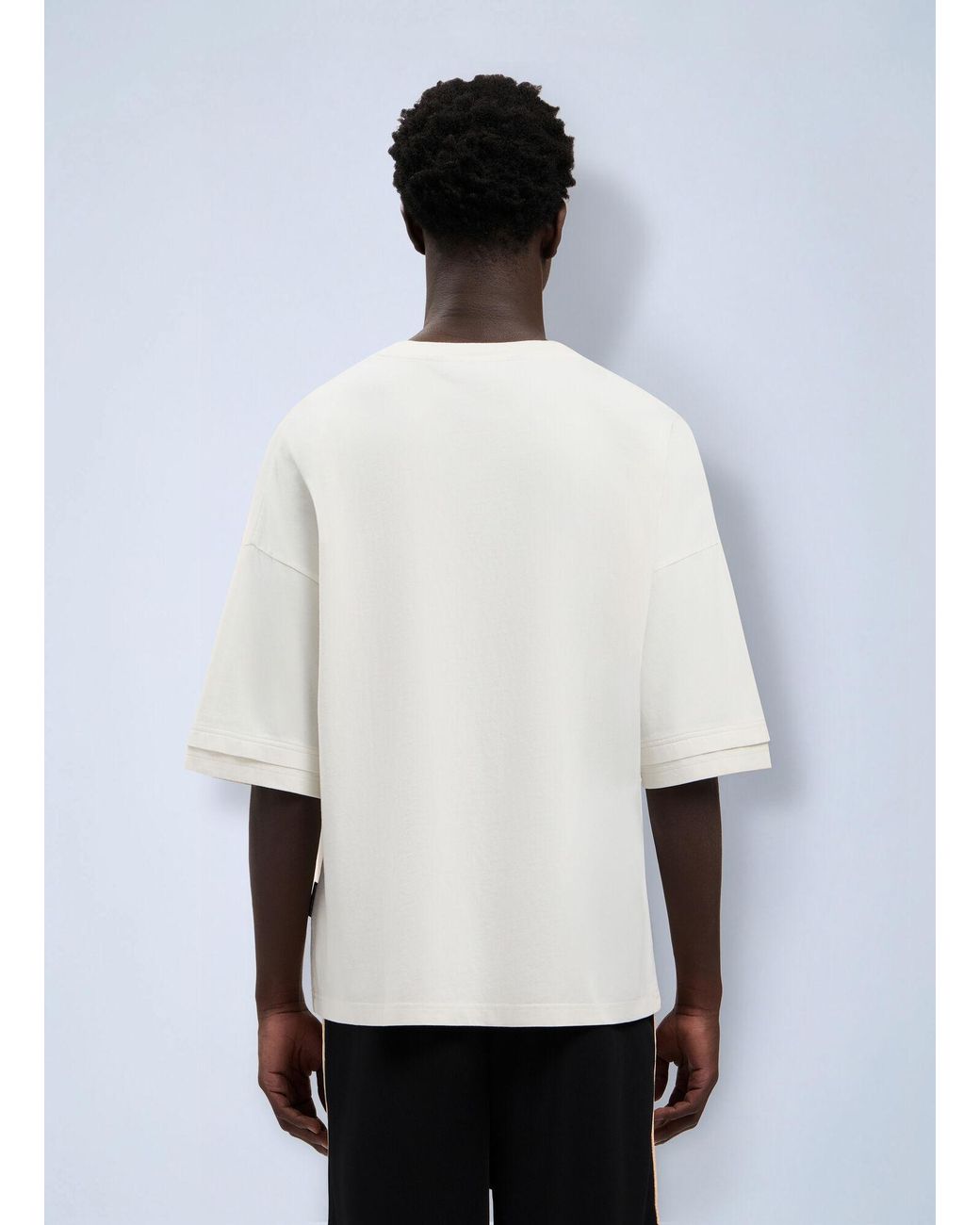 Palm Angels White Curved Logo Loose Double T-Shirt for men