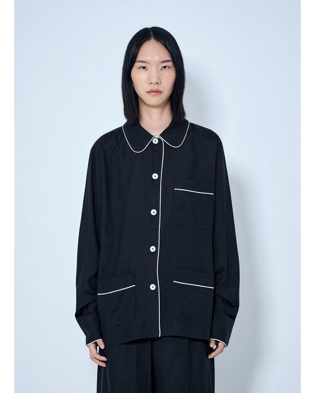 Totême Blue Piped Pj Top