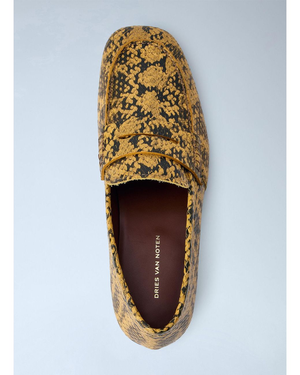 Dries Van Noten White Python-Print Leather Loafers