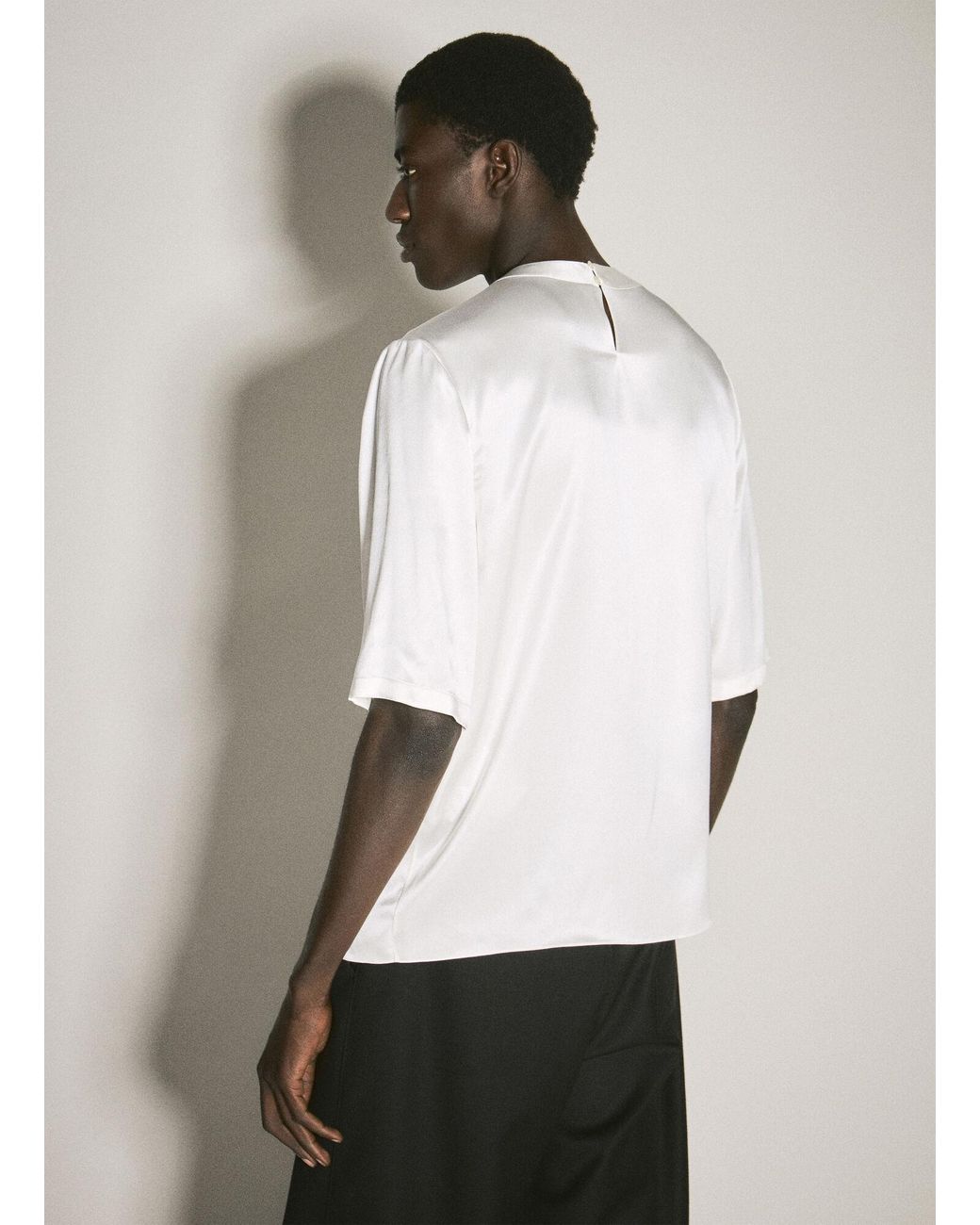 Saint Laurent Silk Satin T-Shirt in White for Men | Lyst Canada