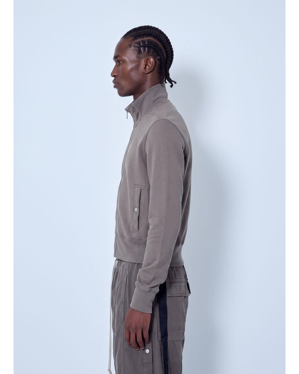 Rick Owens Blue High Neck Zip-Up Jacket for men