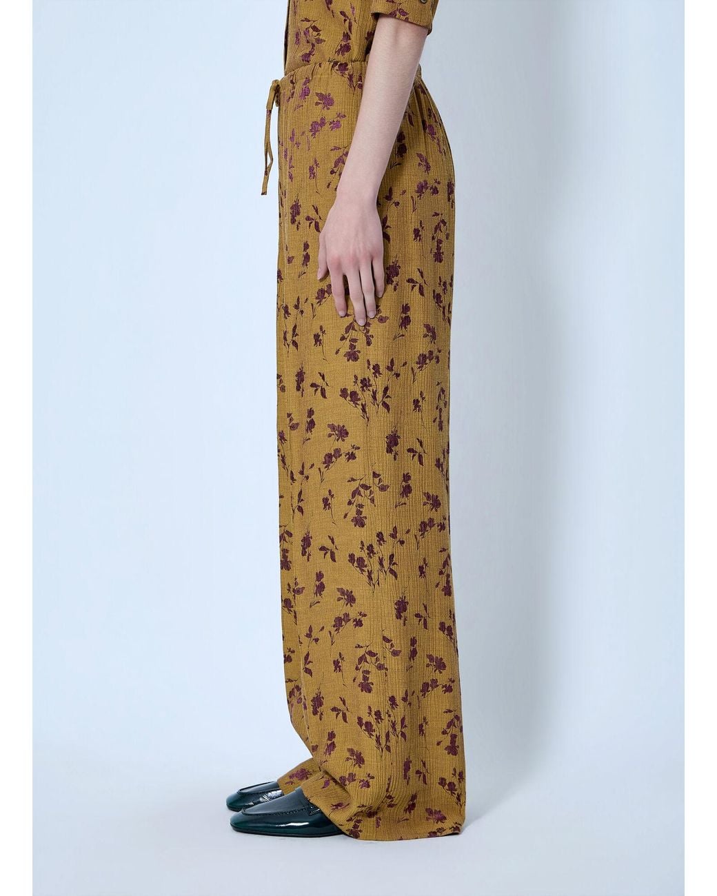 Dries Van Noten Yellow Floral Wide-leg Trousers