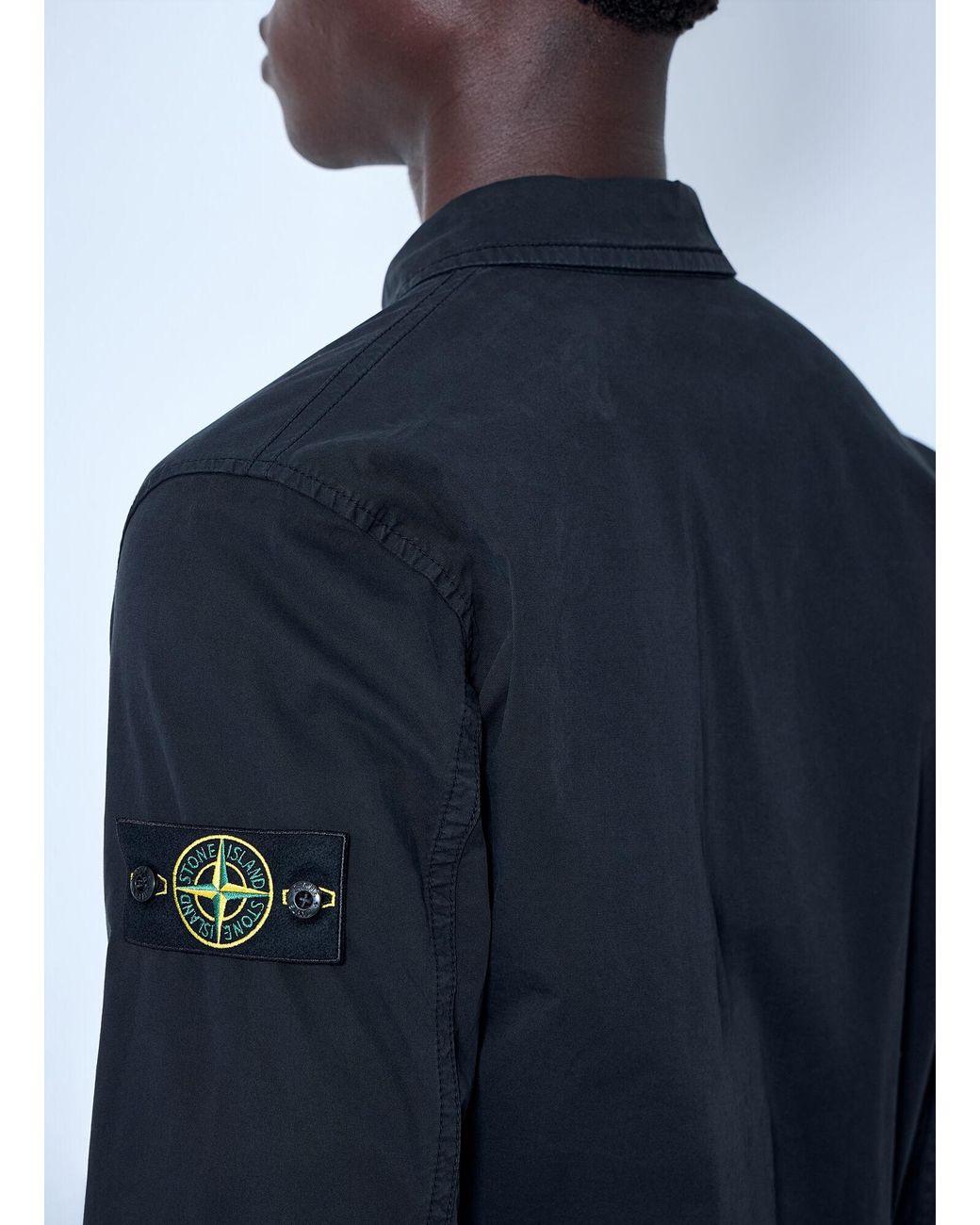 Stone Island Blue Button-Down Cotton Shirt for men